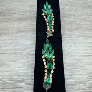 Elegant Green and Gold Tone Leaf Earrings